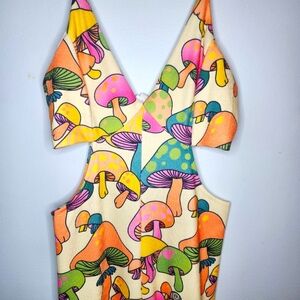 Mushroom Cutout Jumpsuit Womens groovy trippy
